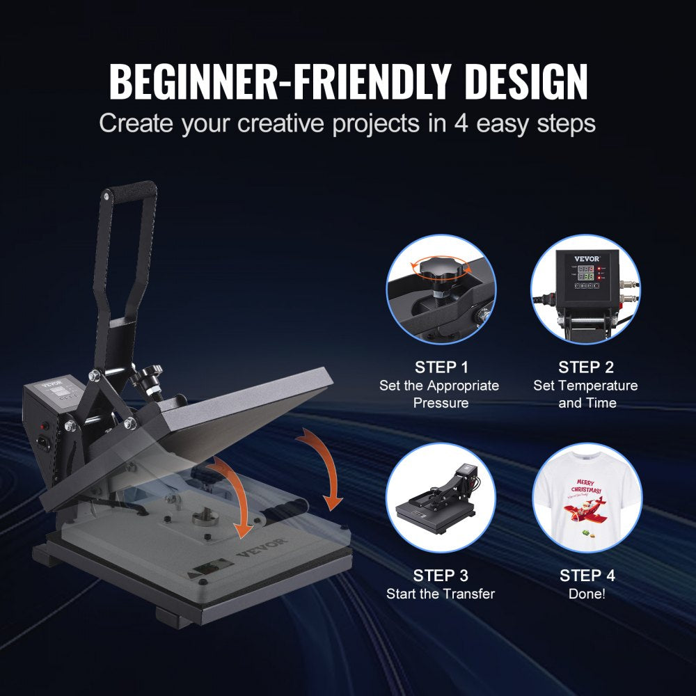 Bostome 15x15 heat press machine with digital control and adjustable pressure for crafting projects.