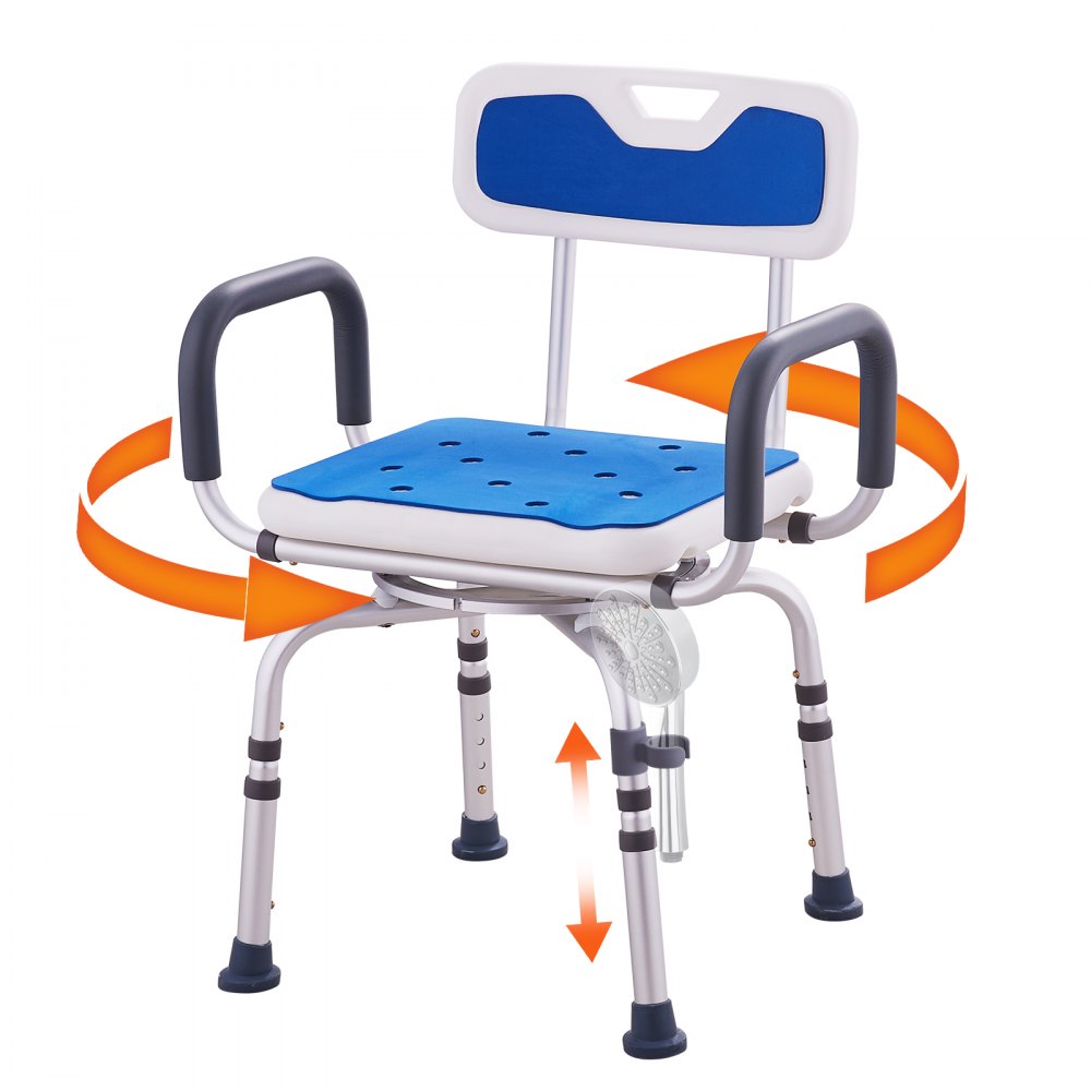 Shower Chair 360° Swivel Tub Shower Seat with Armrests & Backrest 400lbs