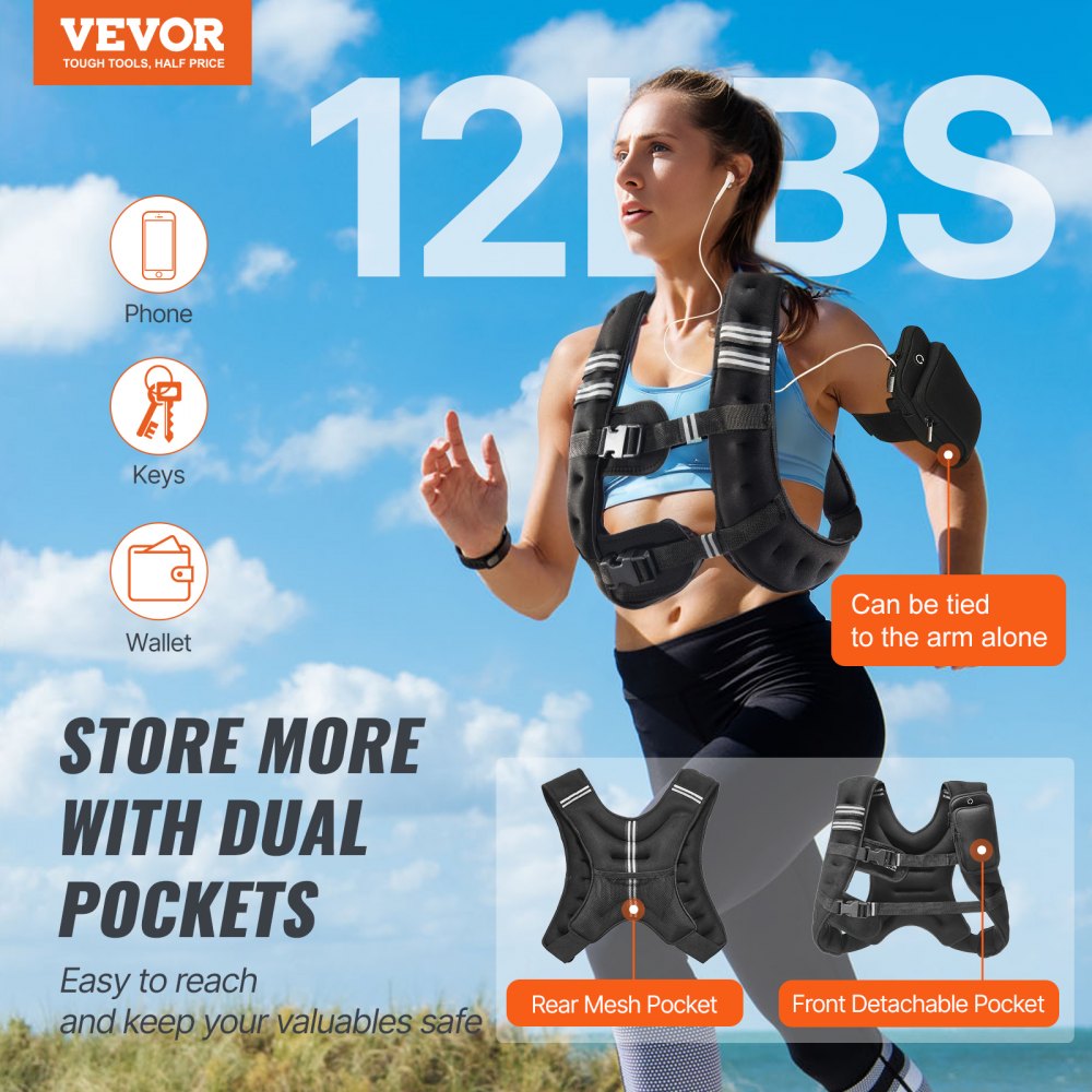 12lb Weighted Vest for Men Women Workout Equipment for Strength Training