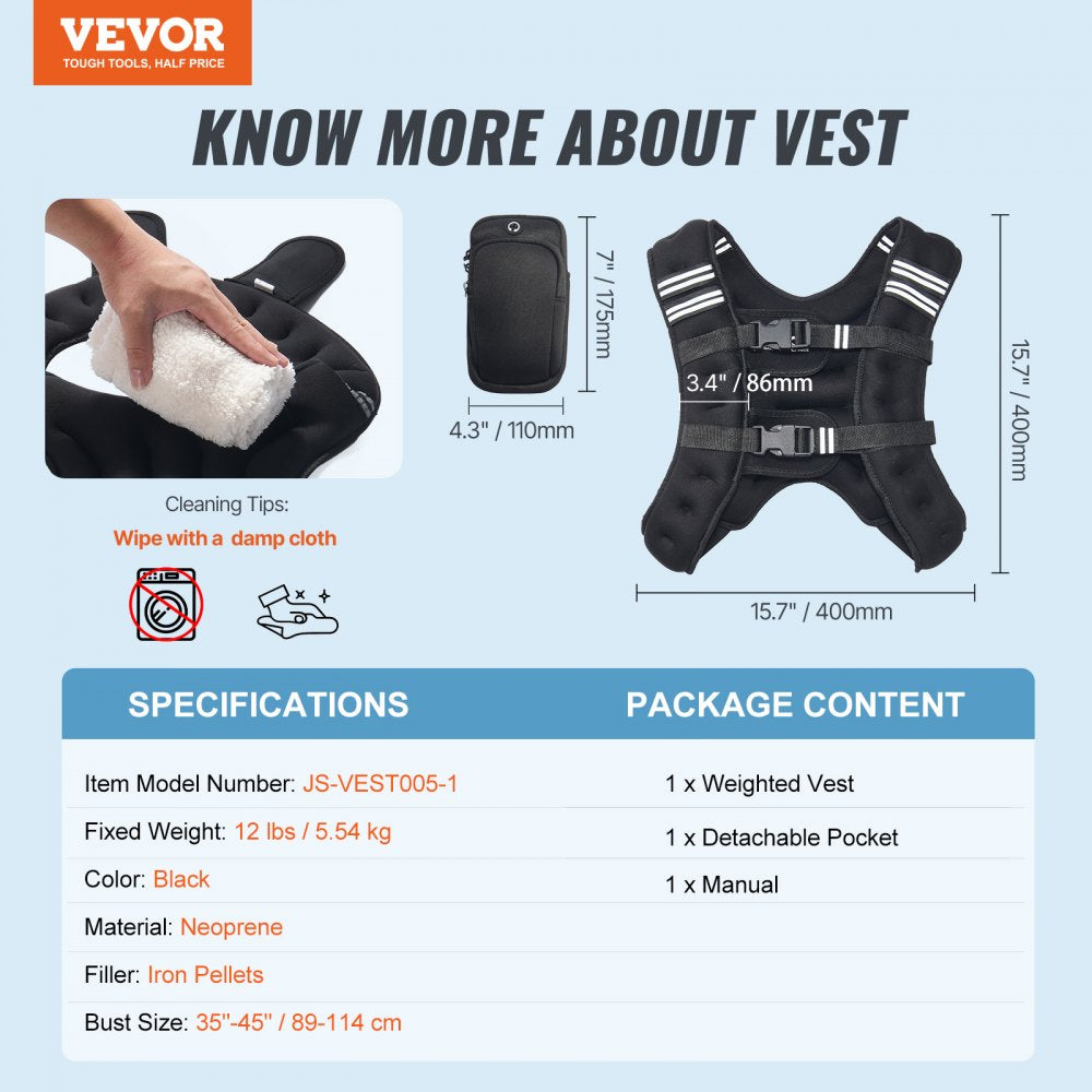 12lb Weighted Vest for Men Women Workout Equipment for Strength Training