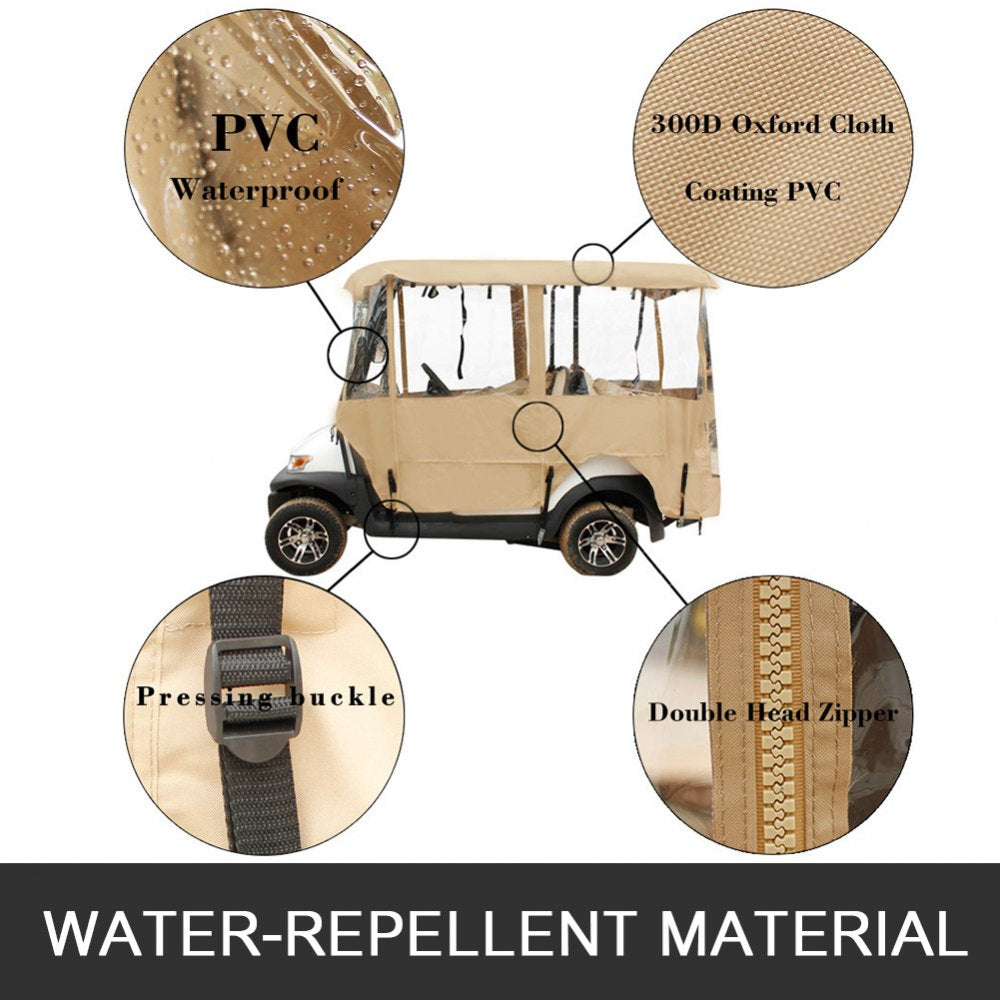 Golf Cart Enclosure, 4-Person Golf Cart Cover, 4-Sided Fairway Deluxe, 300D Waterproof Driving Enclosure with Transparent Windows, Fit for EZGO, Club Car, Yamaha Cart (Roof Up to 78.7``L)
