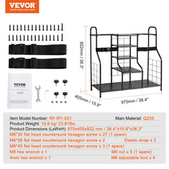 Golf Storage Garage Organizer, 2 Golf Bag Storage Stand Holder and Other Sports Equipment Storage Rack, Outdoor Steel Garage Organizer Shelves, Sports Gear and Toys Storage for Gym Shed, Black