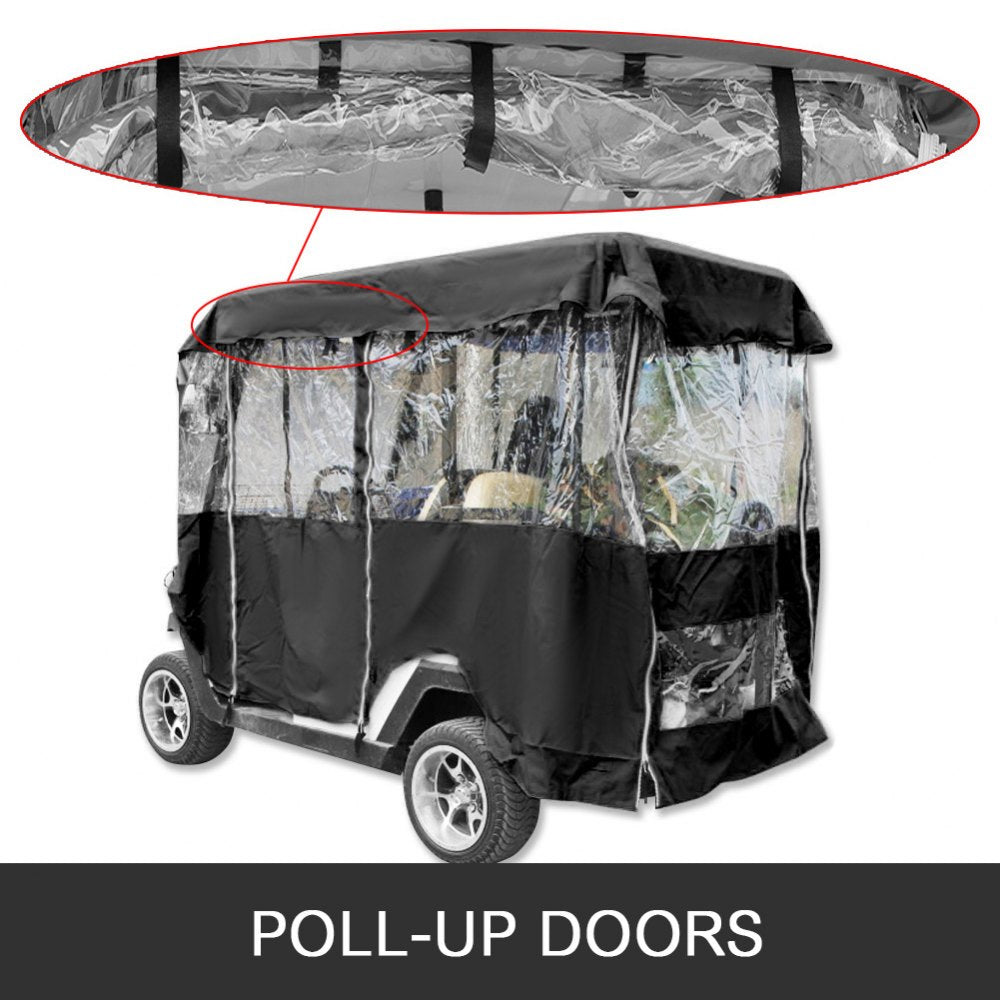 Golf Cart Enclosure, 4-Person Golf Cart Cover, 4-Sided Fairway Deluxe, 300D Waterproof Driving Enclosure with Transparent Windows, Fit for EZGO, Club Car, Yamaha Cart (Roof Up to 78.7``L)