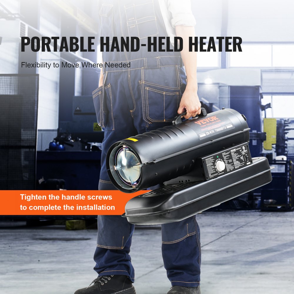 Portable Bostome 70,000 BTU kerosene diesel heater with thermostat and 5-gallon tank