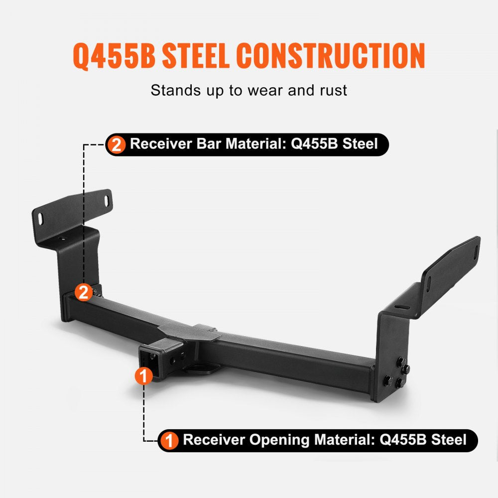 Class 3 Trailer Hitch, 2-Inch Receiver, Q455B Steel Tube Frame, Compatible with 2019-2023 Toyota RAV4, 6000 lbs, Multi-Fit Hitch to Receive Ball Mount, Cargo Carrier, Bike Rack, Tow Hook, Black