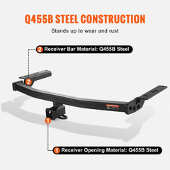 Class 3 Trailer Hitch, 2-Inch Receiver, Q455B Steel Tube Frame, Compatible with 2020-2023 Toyota Highlander, Multi-Fit Hitch to Receive Ball Mount, Cargo Carrier, Bike Rack, and Tow Hook, Black