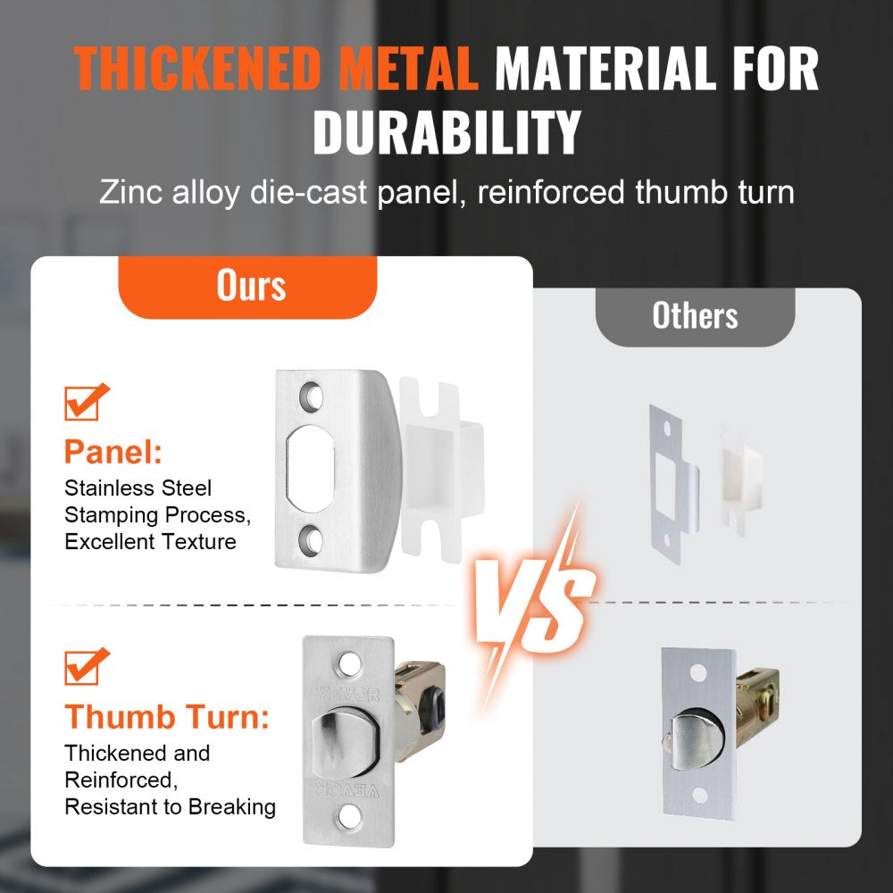Front Door Handle, Satin Nickel Square Handle Set with Lever Door Handle No Lock, Adjustable Hole Space, Entry Door Handle with Reversible for Right and Left Handed Entrance and Front Door
