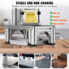 Commercial French Fry Cutter with 4 Replacement Blades, 1/4″ & 3/8″ Blade Easy Dicer Chopper, 6-wedge Slicer & 6-wedge Apple Corer, Lemon Potato Cutter for French Fries with Tray and Handle