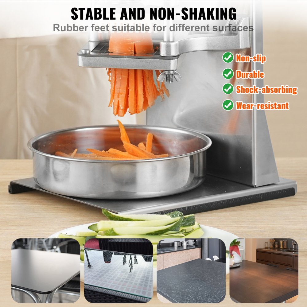 Commercial French Fry Cutter with 4 Replacement Blades, 1/4″ and 3/8″ Blade Easy Dicer Chopper, 6-wedge Slicer and 6-wedge Apple Corer, Lemon Potato Cutter for French Fries with Extended Handle