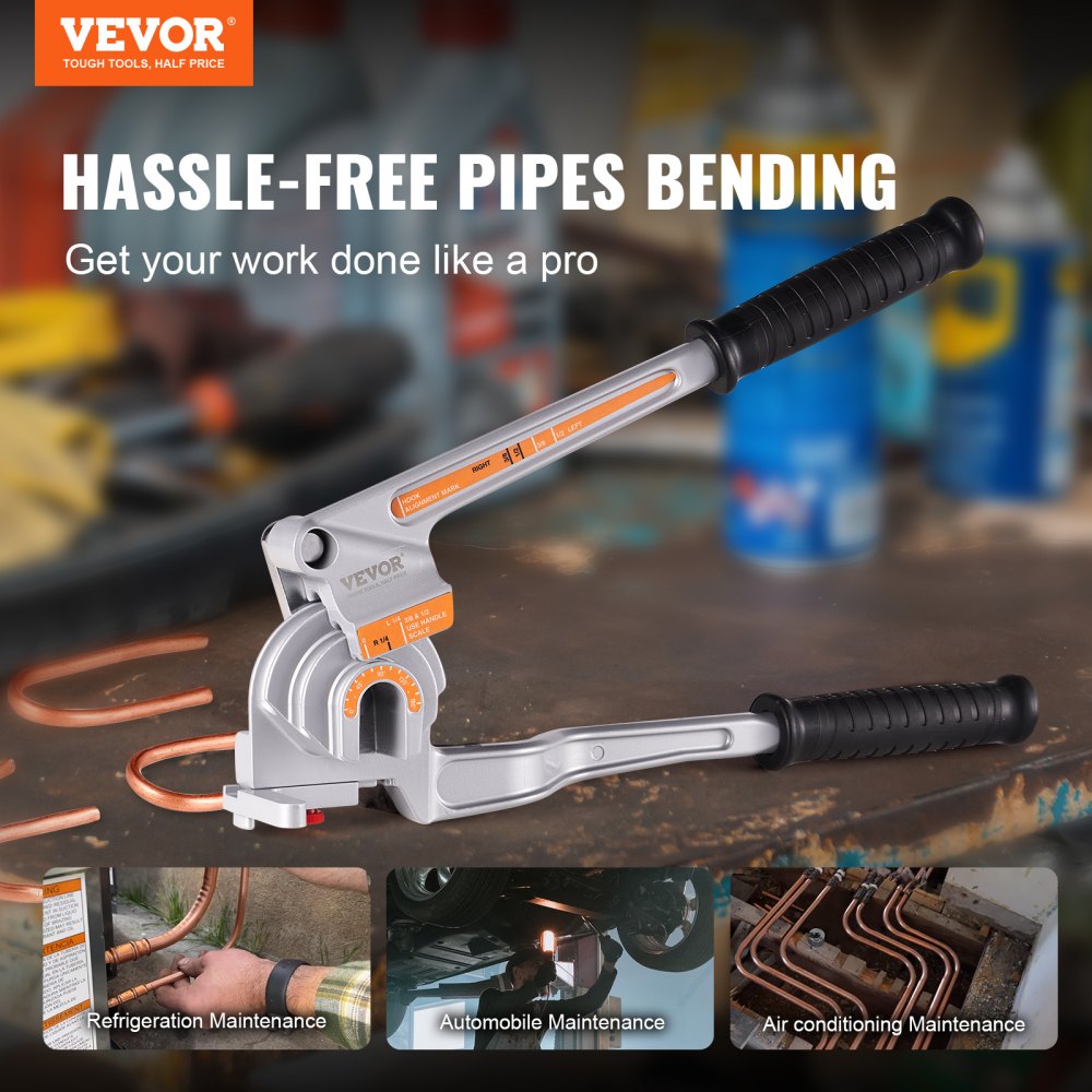 Bostome 3-in-1 tube bender for 1/4", 3/8", and 1/2" copper and aluminum pipes.