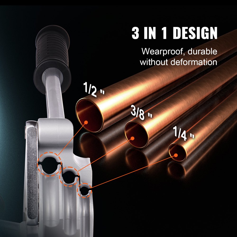 Bostome 3-in-1 Tube Bender for 1/4", 3/8", and 1/2" copper and aluminum pipes with ergonomic handle.