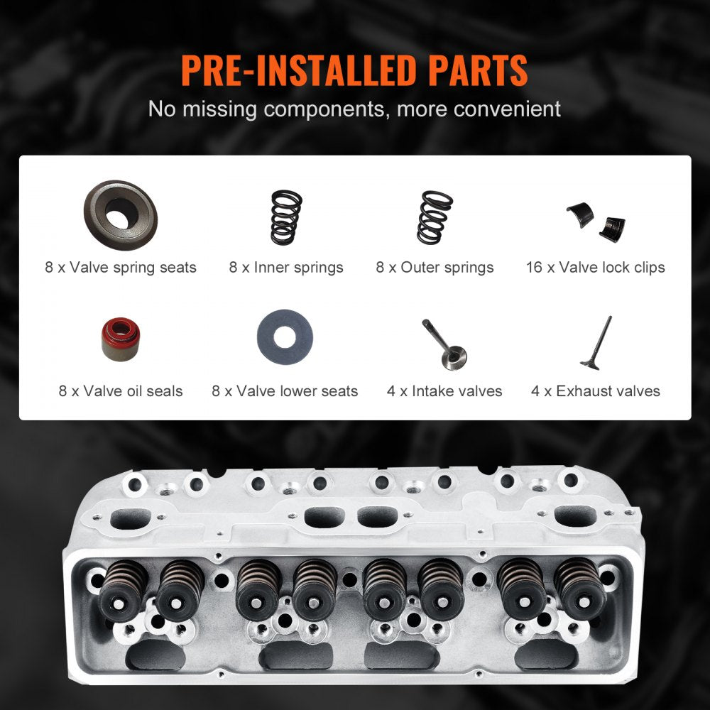 Engine Cylinder Head Assembly Replacement Aluminum for SBC Corvette Camaro
