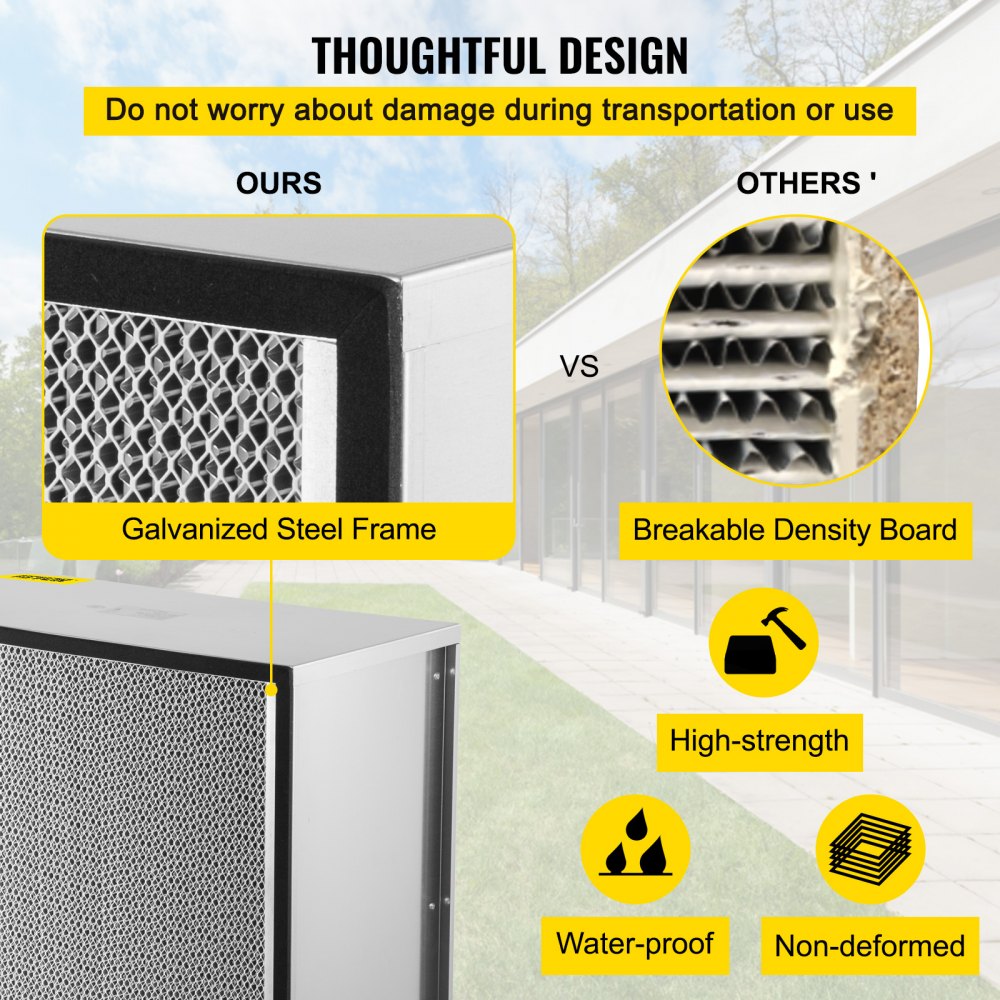 Bostome 24x24x11.5 True HEPA air filter replacement with galvanized frame for HVAC systems.