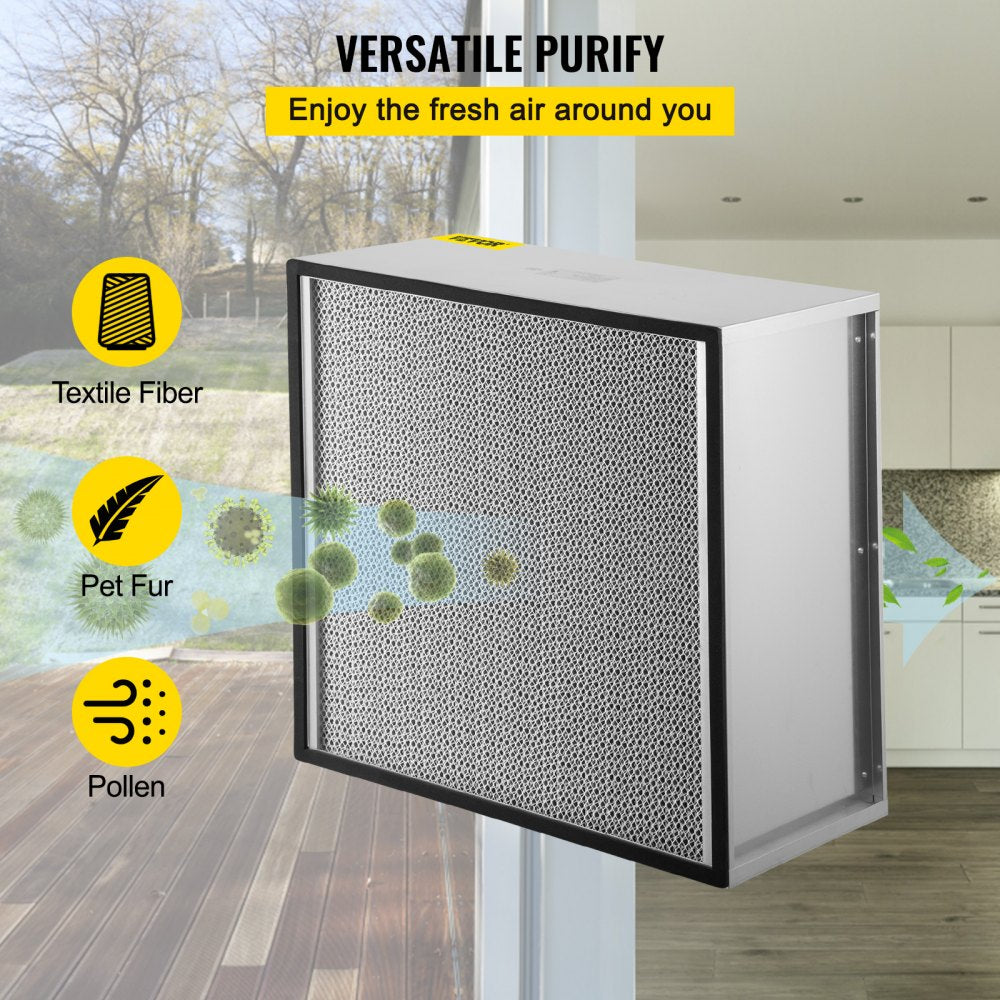 Bostome 24x24x11.5 True HEPA air filter replacement with a galvanized frame for durability.