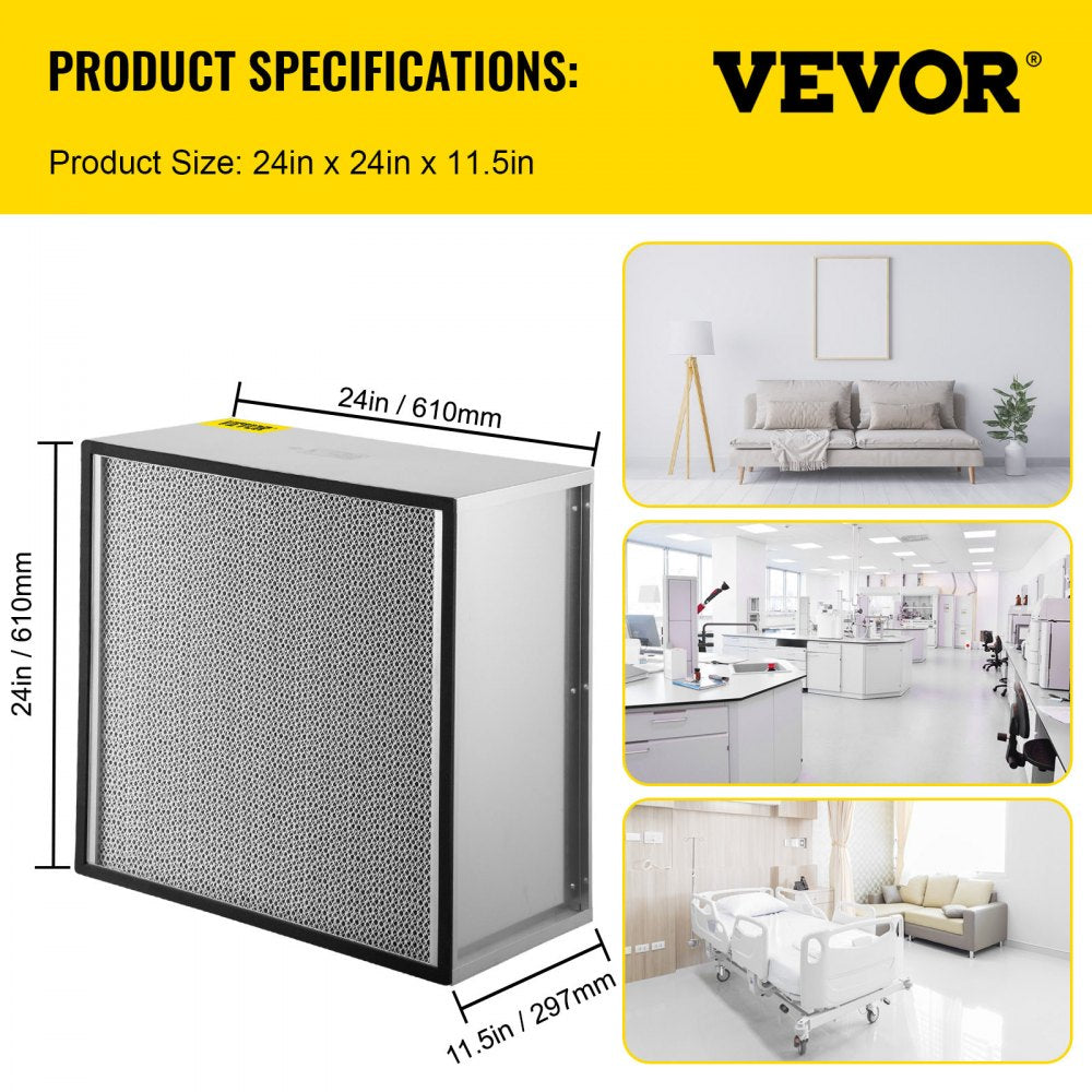 Bostome 24x24x11.5 True HEPA air filter replacement with a galvanized frame for durability.