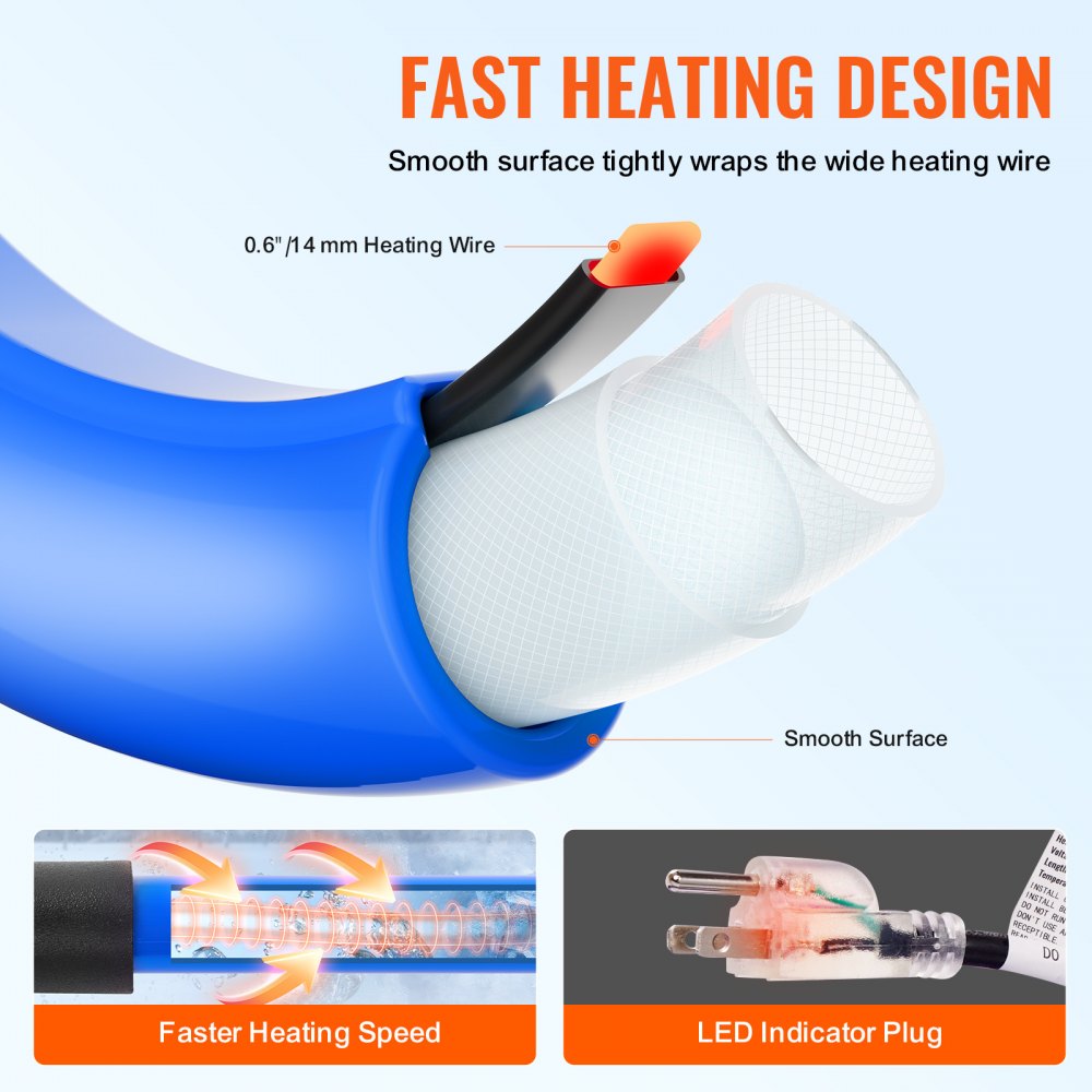 100ft Heated Water Hose for RV, Heated Drinking Water Hose Antifreeze to -45°F, Automatic Self-regulating, 5/8" I.D. with 3/4" GHT Adapter, Lead and BPA Free