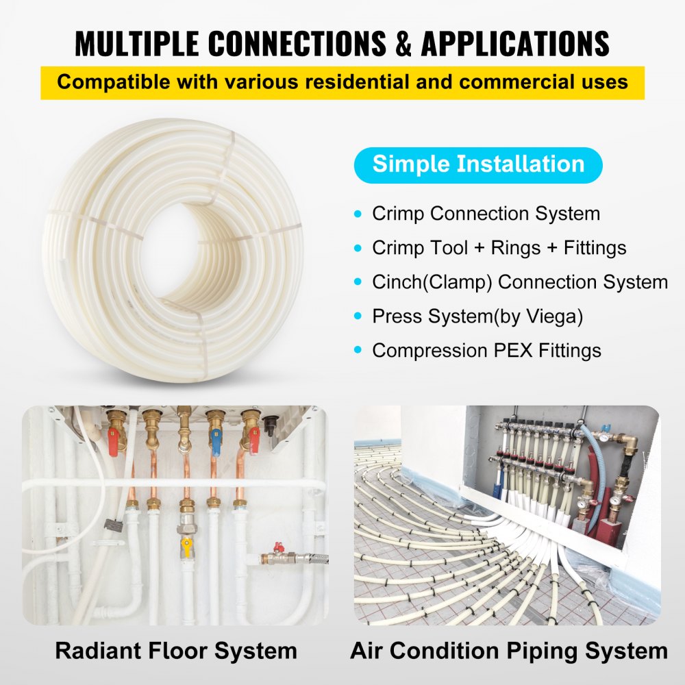 500 ft roll of 1-inch white PEX-B non-barrier tubing for plumbing.