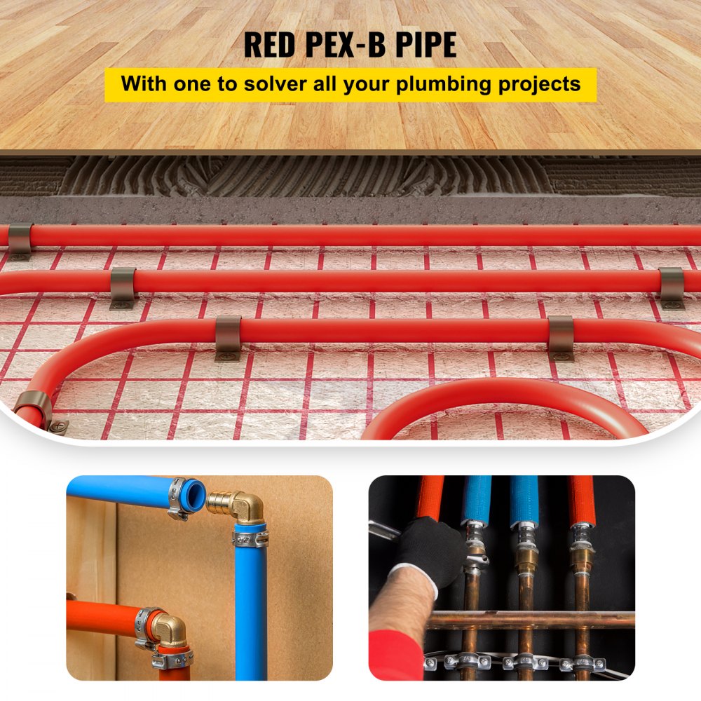 Red 1" x 500 FT PEX-B pipe with 0.07" thickness for flexible water distribution.