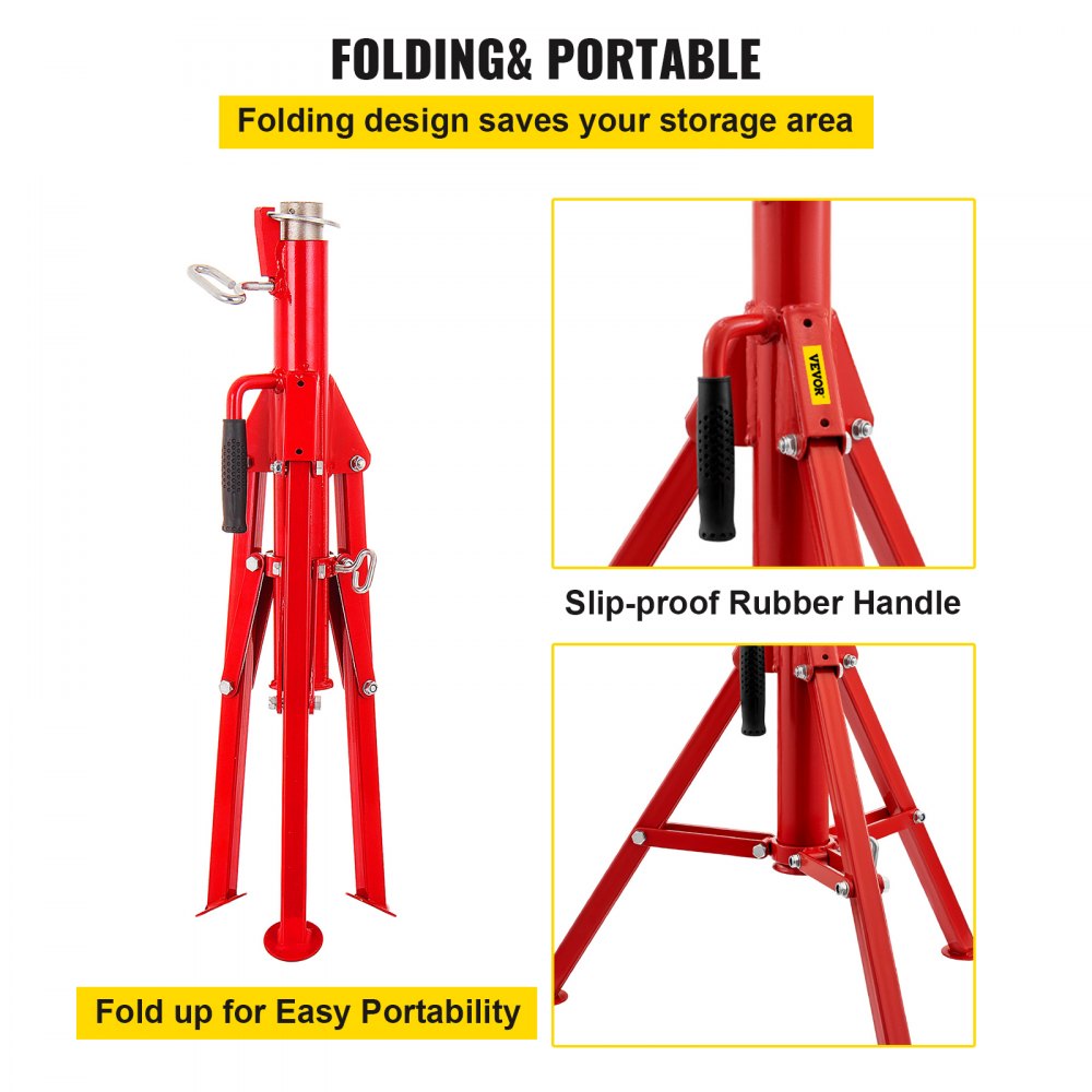 Bostome V-Head Pipe Stand with adjustable height and V-head for secure pipe support.