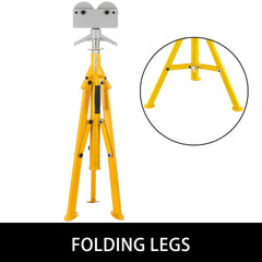0.5-12 inch Roller Pipe Stand Adjustable Height 32"-55" Pipe 2500Lb Capacity Jack Stands Folding Portable High Folding Pipe Stand with Roller Head Fold A Trailer Jacks
