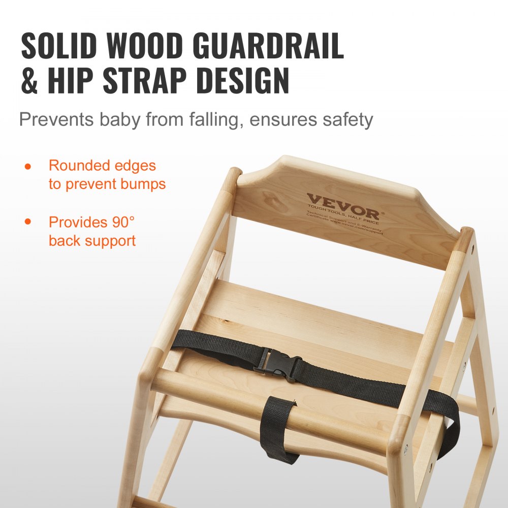Wooden High Chair for Babies & Toddlers, Double Solid Wood Feeding Chair, Eat & Grow Portable High Chair, Easy to Clean Baby Booster Seat, Compact Toddler Chair, Natural