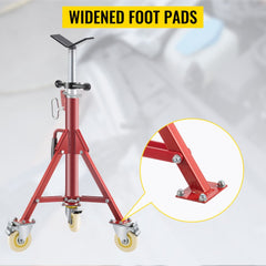 Pipe Stand, Pipe Jack Stand, V Head Pipe Stand Adjustable Height 28-52 Inch, Pipe Jack Stands with Casters 882 LB, Folding Portable Pipe Stands 1/8 to 12 Inch Pipe Supporting, Steel Jack Stand