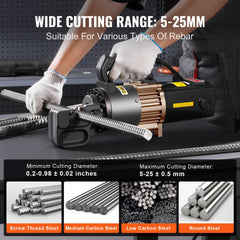2000W Electric Hydraulic Rebar Cutter Cutting up to 1 Inch #8 4-25mm