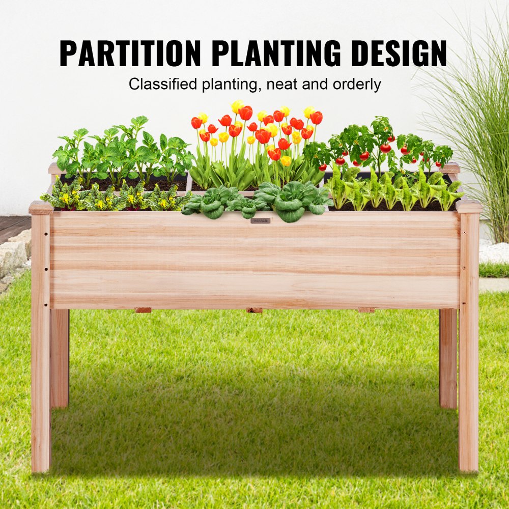 Wooden Raised Garden Bed Planter Box 47.2x22.8x30" Flower Vegetable Herb