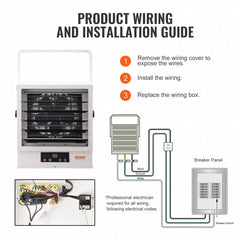 Electric Garage Heater, 10000-Watt Digital Fan-Forced Wall/Ceiling Mount Shop Heater, with Remote Control Overheat Protection, Hardwired Heater with 9-Hour Timer, Ideal for Workshop, ETL Listed