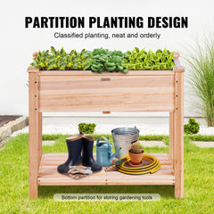 Wooden Raised Garden Bed Planter Box 33.9x18.1x30" Flower Vegetable Herb