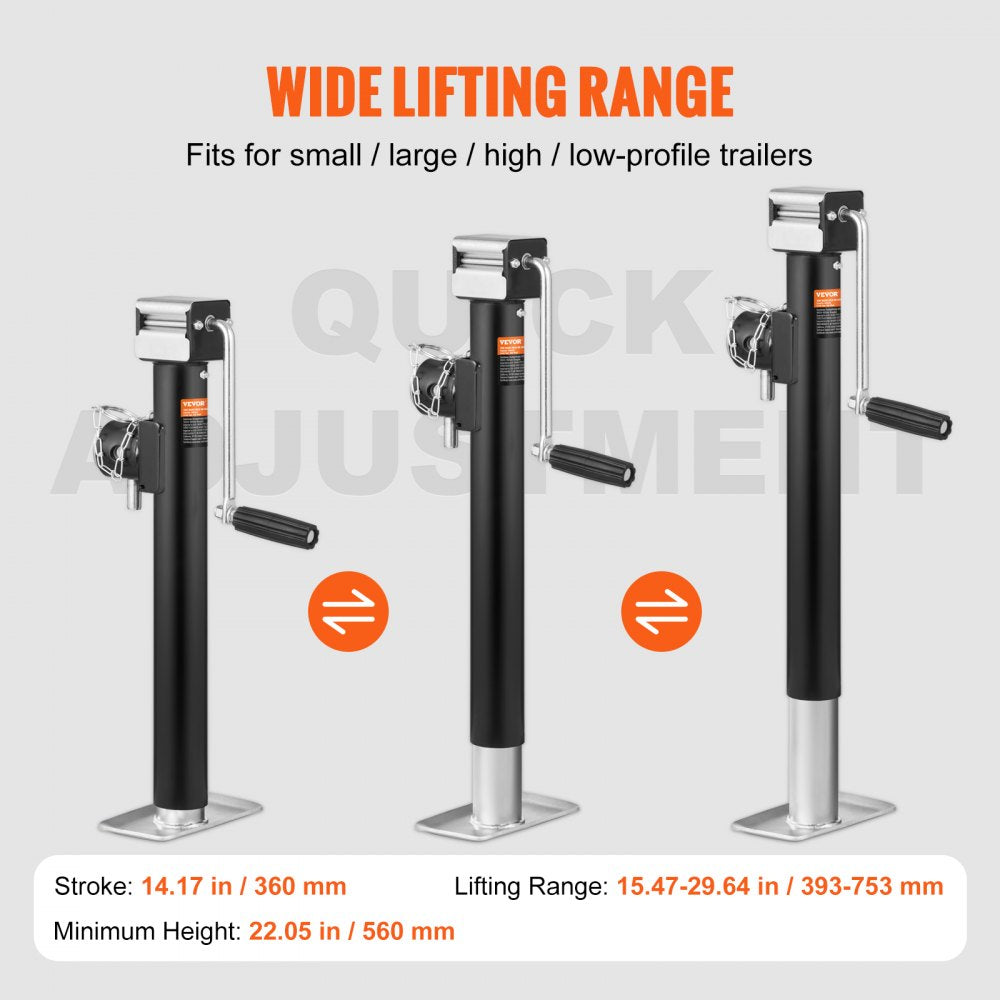 Trailer Jack, Trailer Tongue Jack Welding-on 5000 lb Weight Capacity, Trailer Jack Stand with Handle for lifting RV Trailer, Horse Trailer, Utility Trailer, Yacht Trailer
