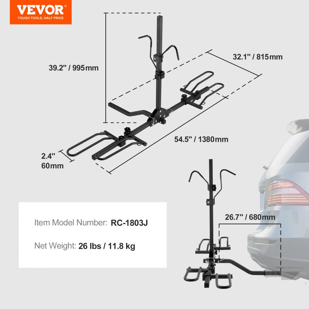2-Bike Rack Hitch Mount Folding Carrier Car Truck SUV 1.25"/2" Receiver
