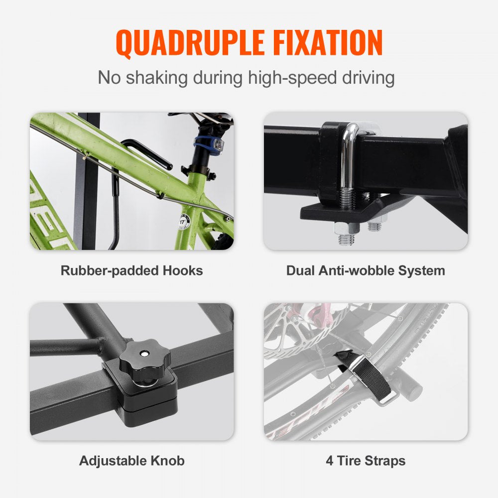 Hitch Mount Bike Rack, 2-Bike Platform Style, 160 LBS Max Capacity Bike Rack Hitch for 2-inch Receiver, Titling and Folding Bike Carrier with Tires up to 5" Wide, for Car, SUV, Truck, RV