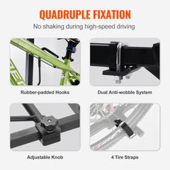 Hitch Mount Bike Rack, 2-Bike Platform Style, 160 LBS Max Capacity Bike Rack Hitch for 2-inch Receiver, Titling and Folding Bike Carrier with Tires up to 5" Wide, for Car, SUV, Truck, RV