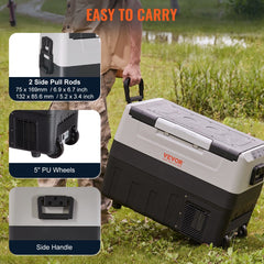 Car Refrigerator, 12 Volt Car Refrigerator Fridge, 37 QT/35 L Dual Zone Portable Freezer, -4℉-50℉ Adjustable Range, 12/24V DC and 100-240V AC Compressor Cooler for Outdoor, Camping, Travel, RV