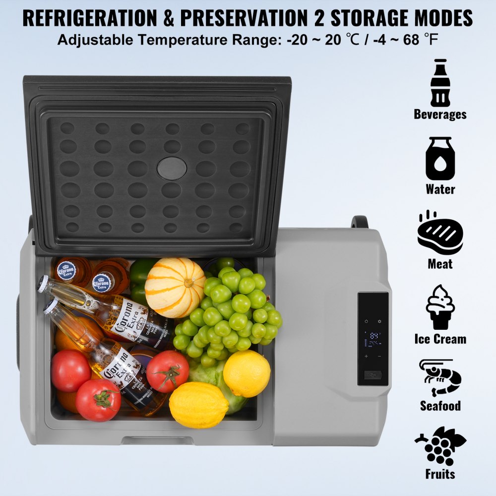 Portable Car Refrigerator Freezer Compressor 30 L Single Zone for Car Home