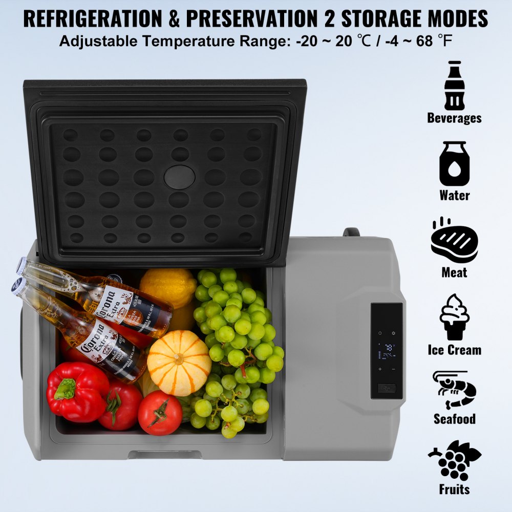 Portable Car Refrigerator Freezer Compressor 40 L Single Zone for Car Home