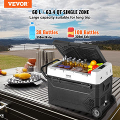 Portable Car Refrigerator Freezer Compressor 60 L Single Zone for Car Home