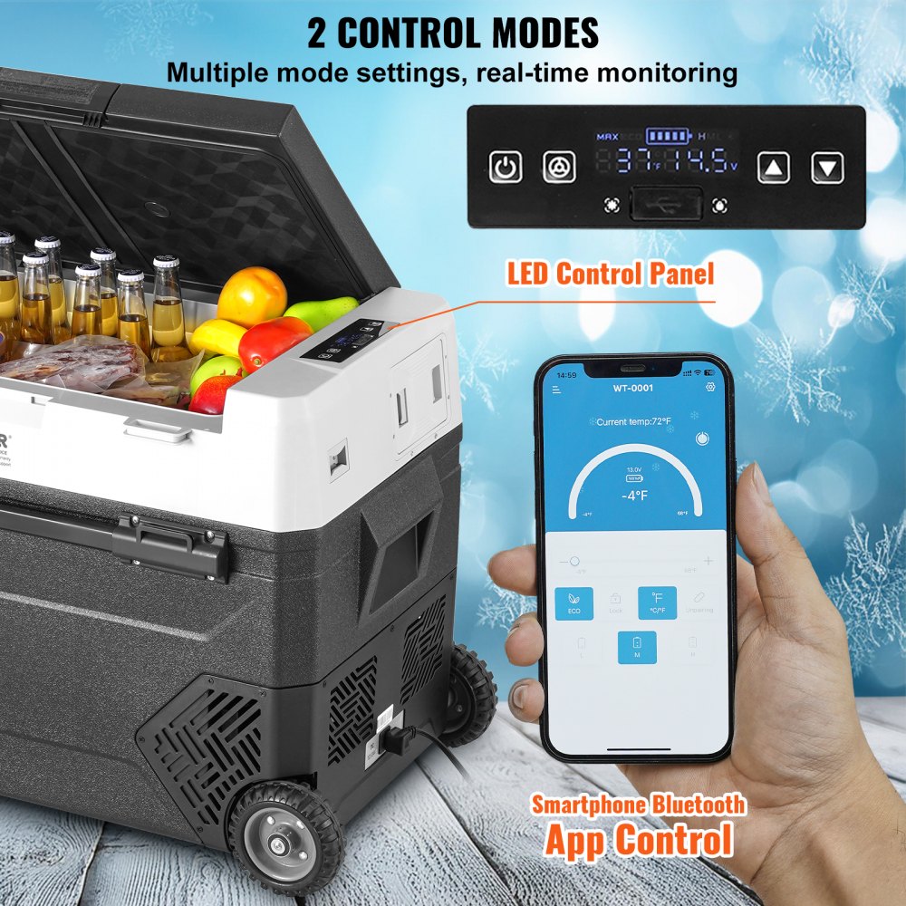 Portable Car Refrigerator Freezer Compressor 60 L Single Zone for Car Home