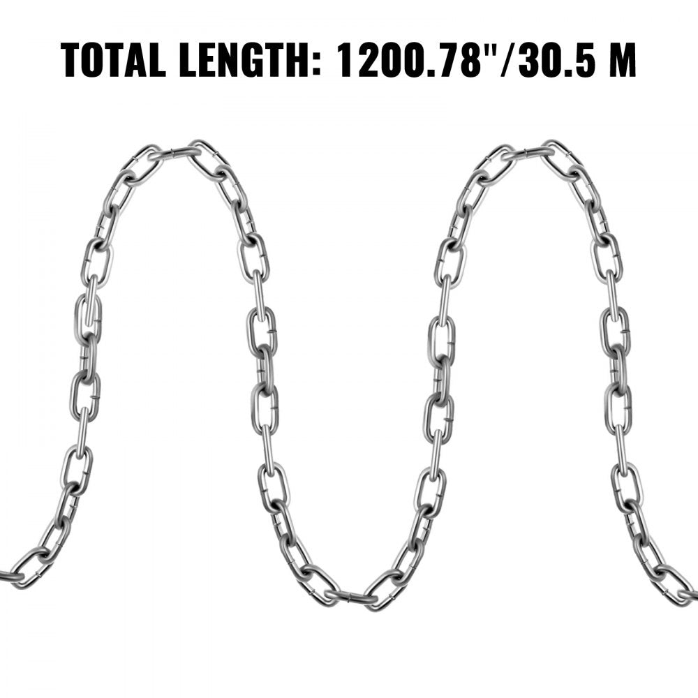 Grade 30 Chain 1/4 Inch by 100Ft Length Grade 30 Proof Coil Chain Zinc Plated Grade 30 Chain for Towing Logging Agriculture and Guard Rails