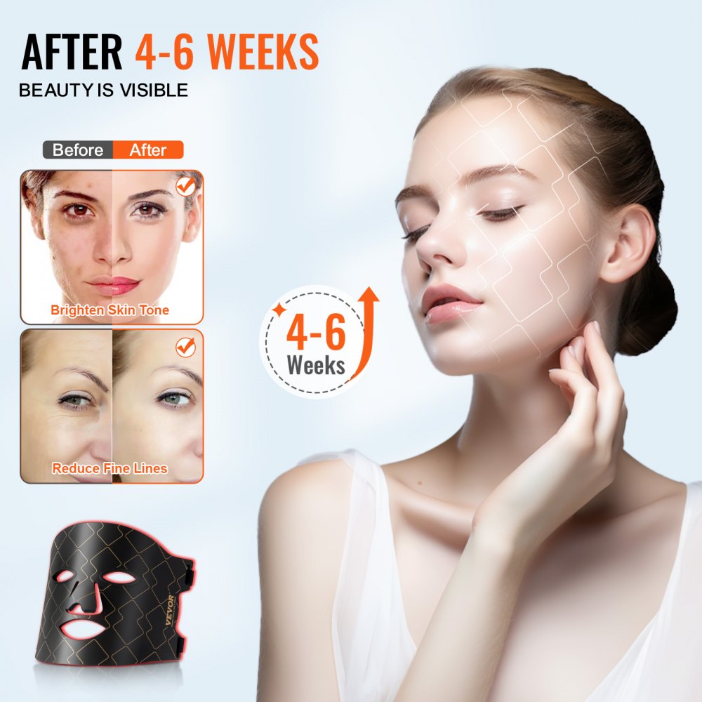 Red Light Therapy for Face LED Face Mask Light Therapy with 3 Wavelengths