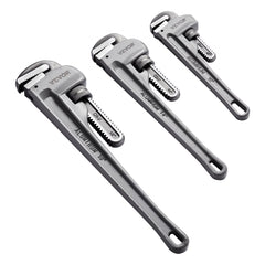 3-Piece Pipe Wrench Set, 10" 14" 18" Aluminum Straight Pipe Wrench, Adjustable Plumbing Wrench, with High Strength Jaw and Ergonomic Handle, Hangable Design, for Water Pipes, Automotive Repairs