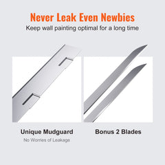 10-inch aluminum drywall flat box with unique mudguard and bonus blades.