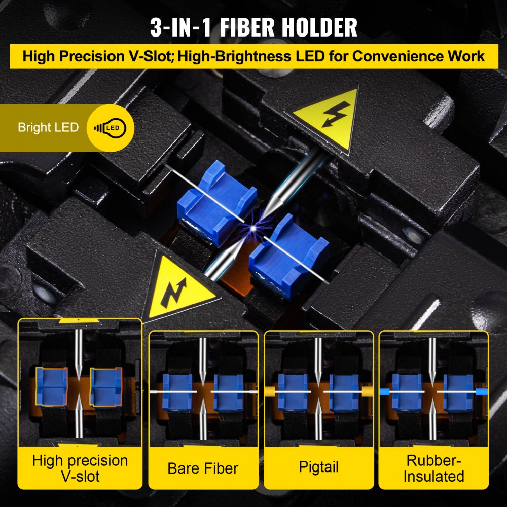 Fiber Fusion Splicer Automatic Focus A-80S FTTH Fiber Optic Fusion Splicer Kit 5 Inch Digital LCD Screen Fusion Splicer Machine Optical Fiber Cleaver Kit