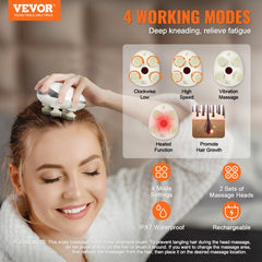 Electric Scalp Massager with Heat Rechargeable Head Massager Waterproof