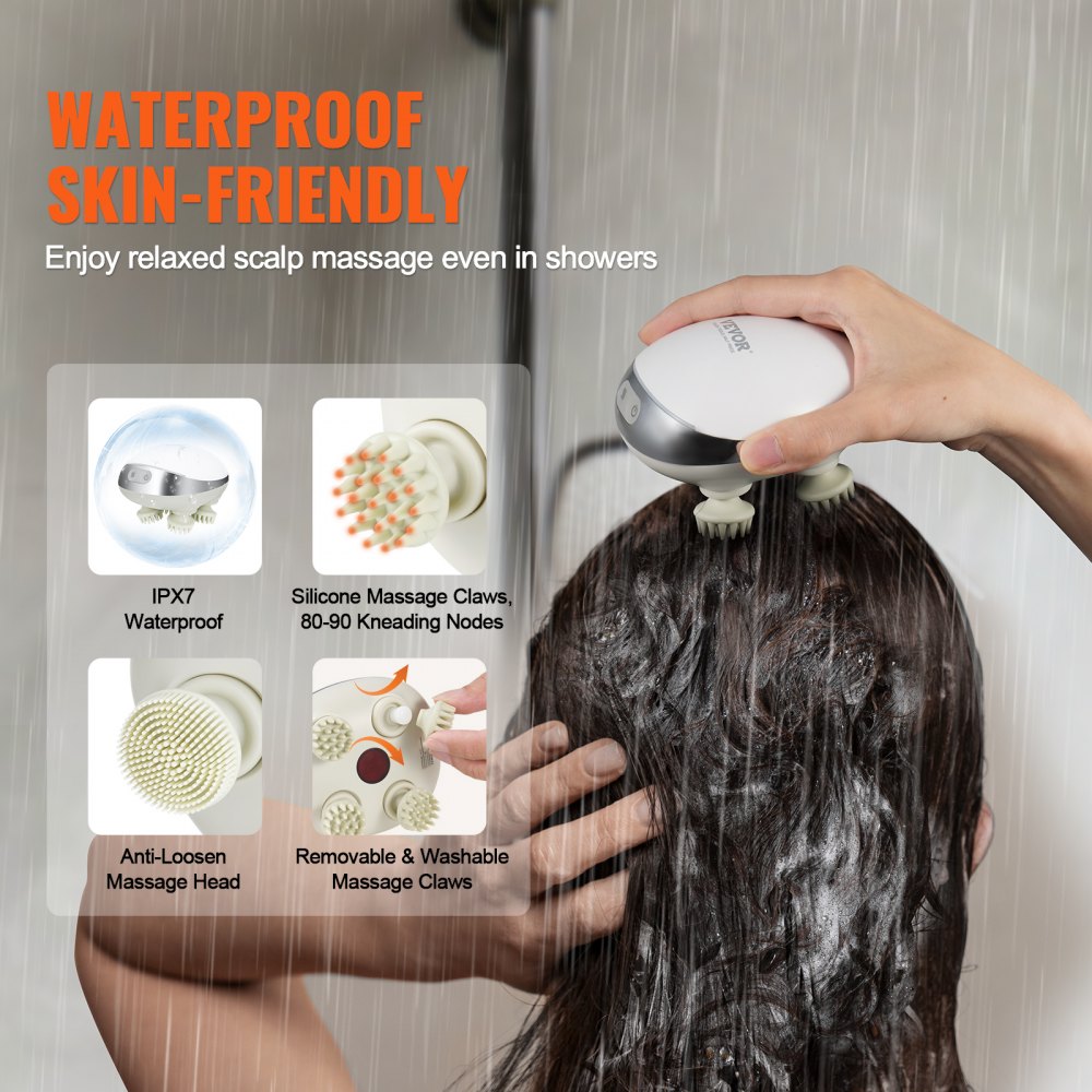 Electric Scalp Massager with Heat Rechargeable Head Massager Waterproof