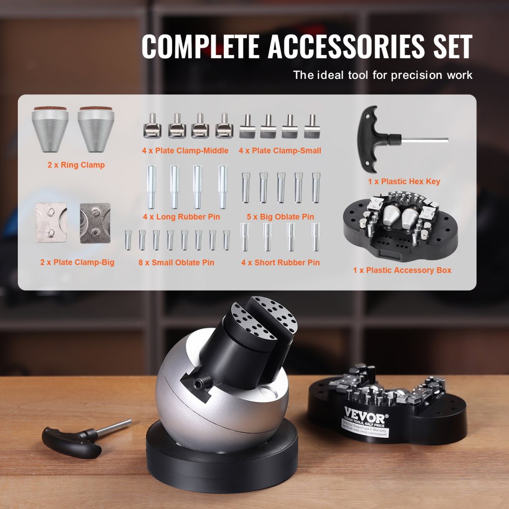 Bostome 5" engraving ball vise with 360° rotation and adjustable jaw for jewelry setting.