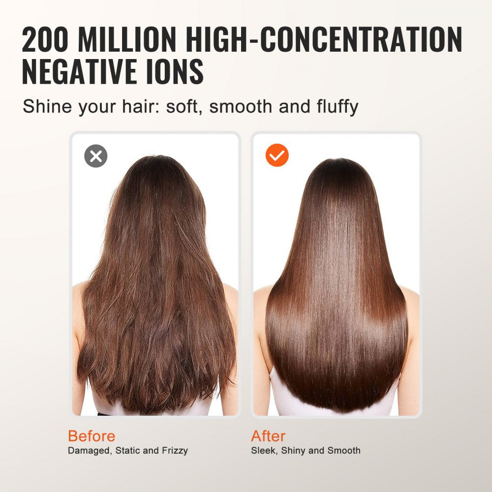 High-Speed Hair Dryer with 102,000RPM Brushless Motor, 200 Million Negative Ions Hair Blow Dryer, 3-Color Temp LED Lights & 2 Speeds, Lightweight Hairdryer with Diffuser & Nozzle for Home Travel