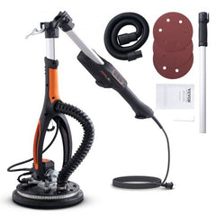 Bostome 800W brushless drywall sander with 215mm pad, variable speed, hose, discs, and adapters.