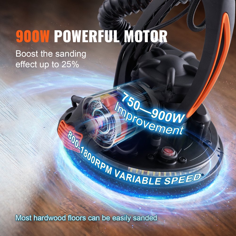 Bostome 900W drywall sander with variable speed, self-suction, and extendable pole for easy use.
